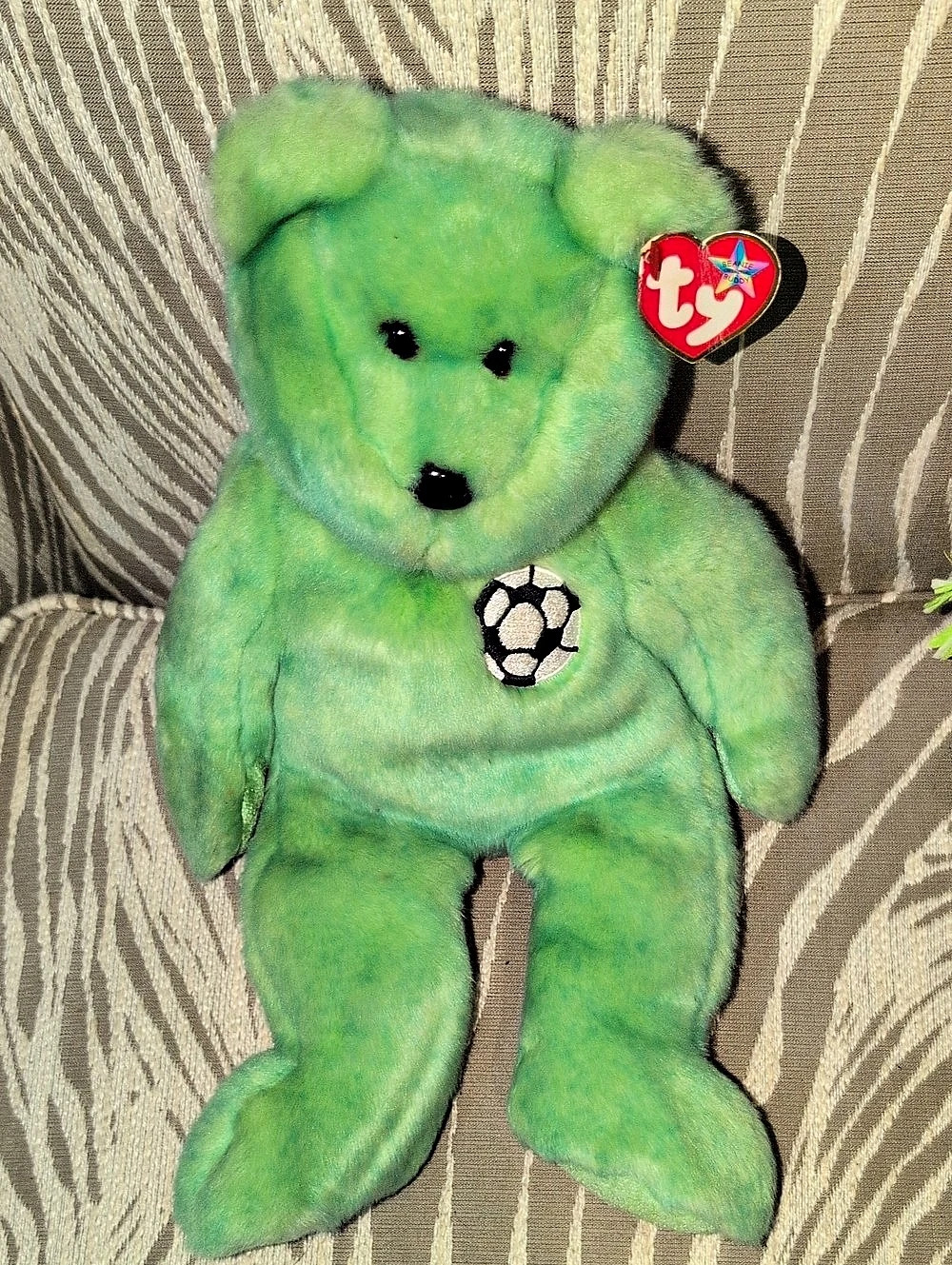 Ty Kicks the Soccer Bear (Beanie Buddy Collection) the Soccer Bear Green Plush